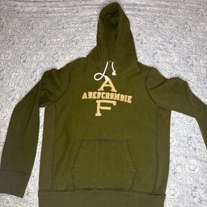 Vintage Abercrombie And Fitch Y2K Hoodie Mens 2XL Green Heavy Faded Spell Out